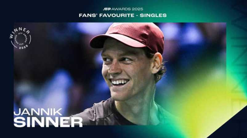 Янник Синнер завершил сезон шестью титулами, включая Australian Open и Уимблдон, серией из 15 побед подряд и новой наградой ATP Awards.