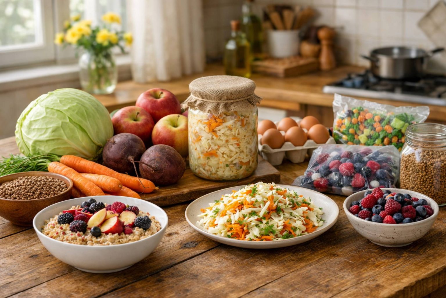 Бюджетные витаминные продукты для весны: капуста, морковь, свекла, яблоки, заморозка и бобовые. Что есть полезного и недорогого без свежих овощей.