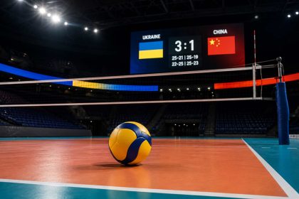 Украина обыграла Китай 3:1 во втором матче Лиги наций-2026 по волейболу и набрала первые три очка сезона. Лучшим стал Василий Тупчий с 21 очком.