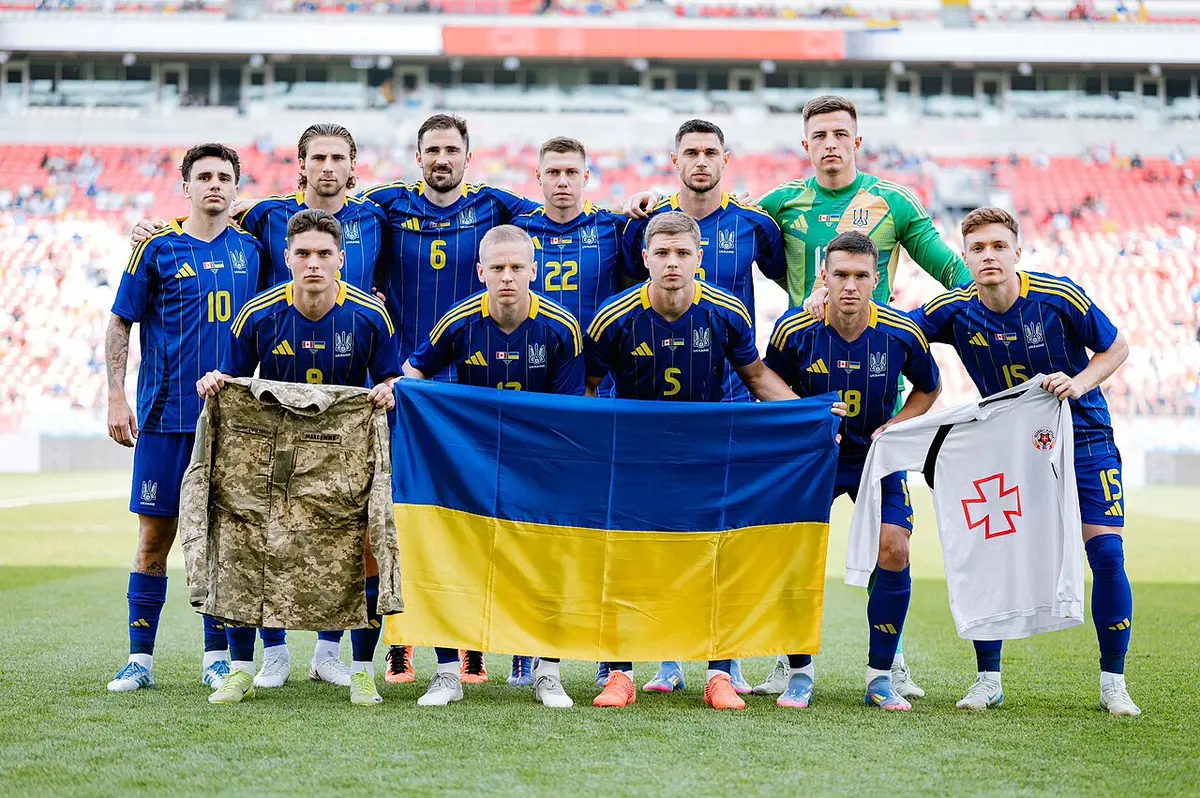 Сборная Украины по футболу перед матчем, архивное фото 2025 года