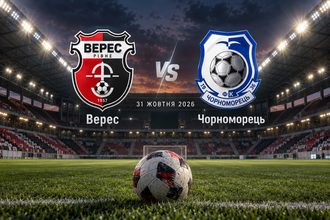 «Верес» — «Черноморец» 31 октября 2026: во сколько начало матча УПЛ, где смотреть прямую трансляцию онлайн в Украине, стадион и данные о командах.